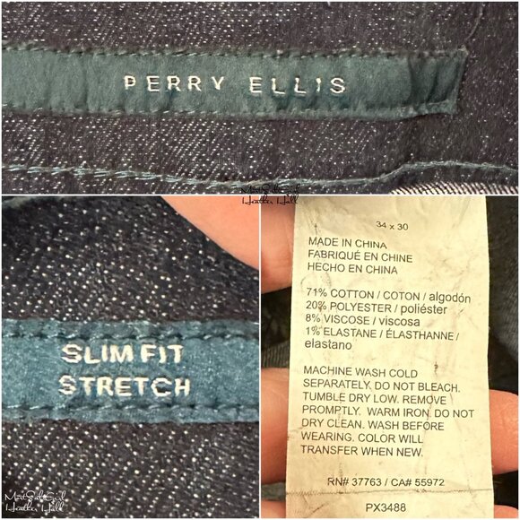 Perry Ellis Slim Fit Stretch Dark Blue Jeans Size 34/30 - Picture 5 of 5
